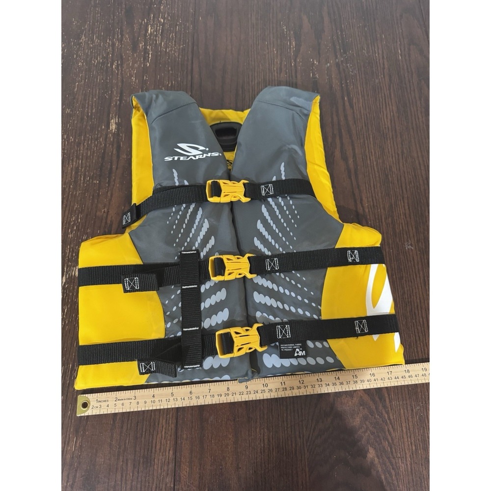 Stearns Youth Life Jacket US Coast Guard Approved 50-90 lbs Yellow Gray PFD - Picture 5 of 6